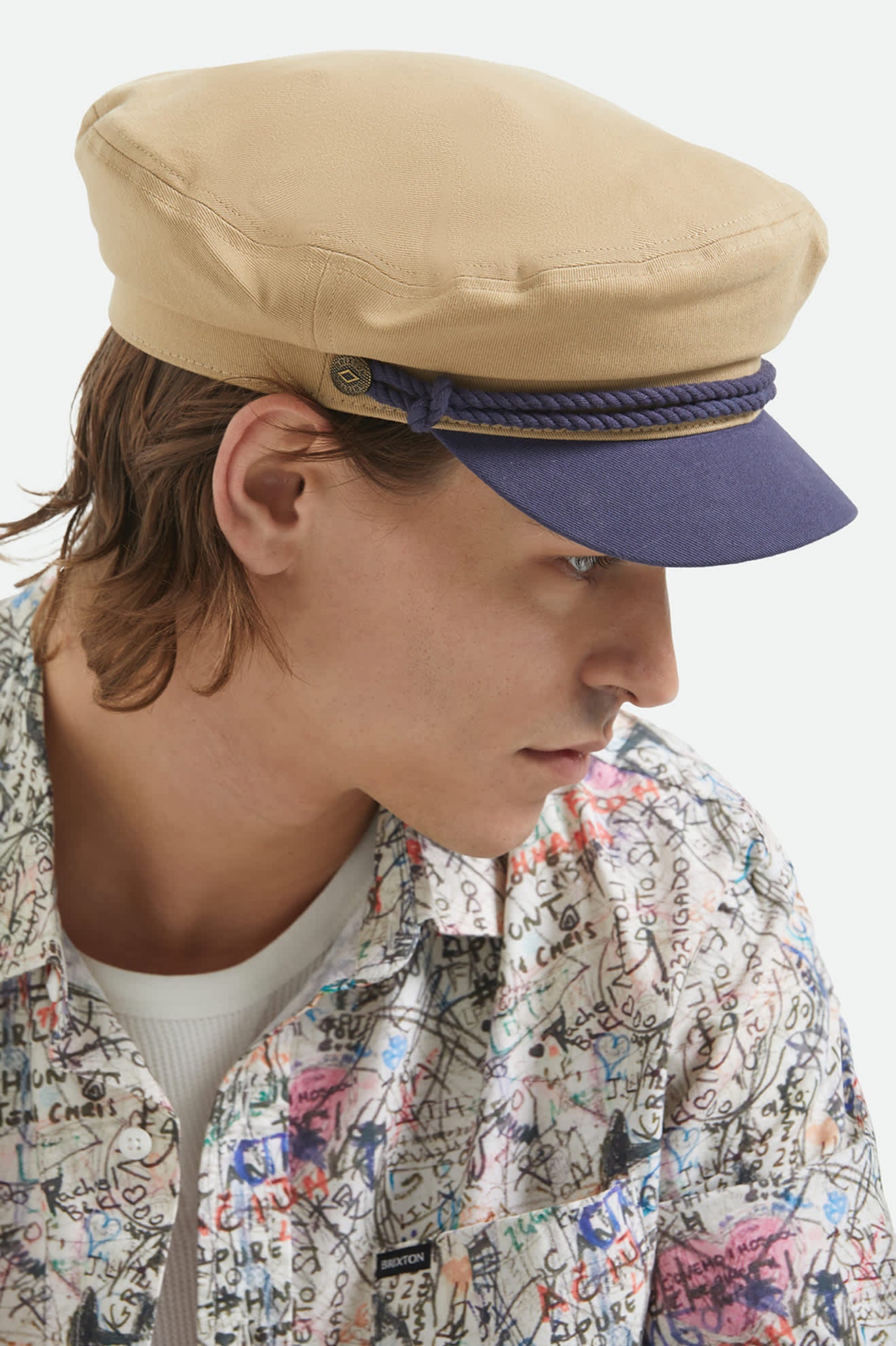 Brixton - Fiddler Cap - Sand / Washed Navy | HOOF & THE HORN