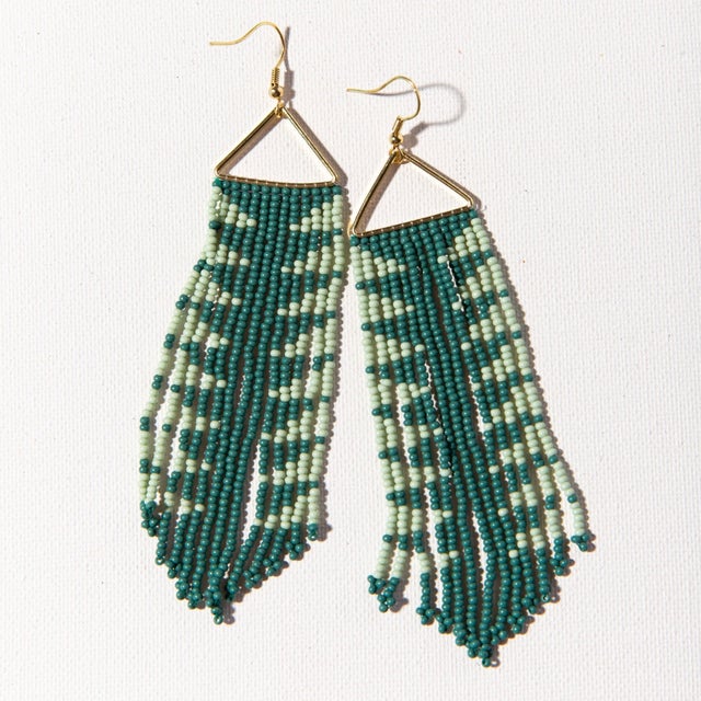 Emilie Arrow Beaded Fringe Earrings Rust by INK+ALLOY